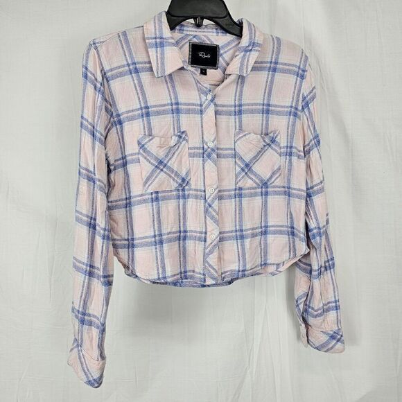 Rails Moyenne Button Down Women's Size Medium Pink Blue Plaid Top Shirt - Picture 1 of 7